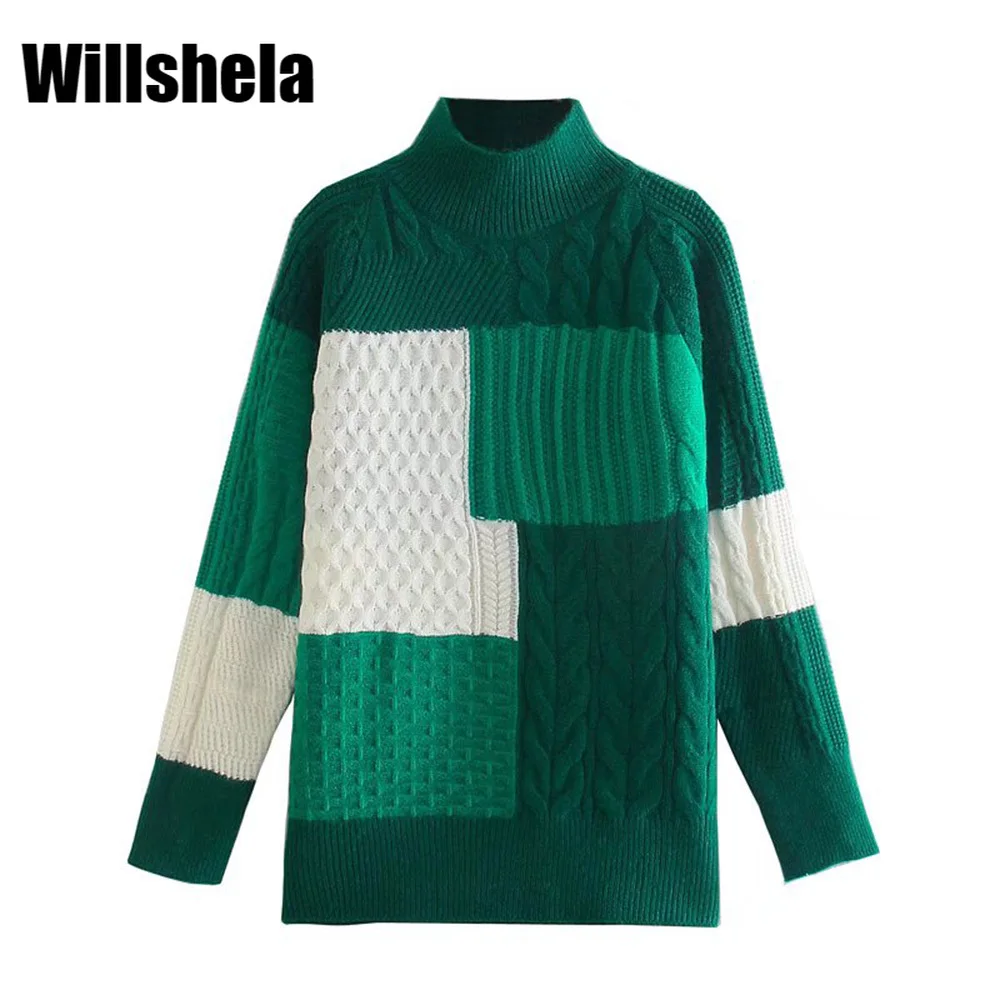 Willshela женский модный Контрастный ЦВЕТНОЙ вязаный свитер с высоким воротом и длинными рукавами, Женский вязаный пуловер
Willshela женский модный Контрастный ЦВЕТНОЙ вязаный свитер с высоким воротом и длинными рукавами, Женский вязаный пуловер