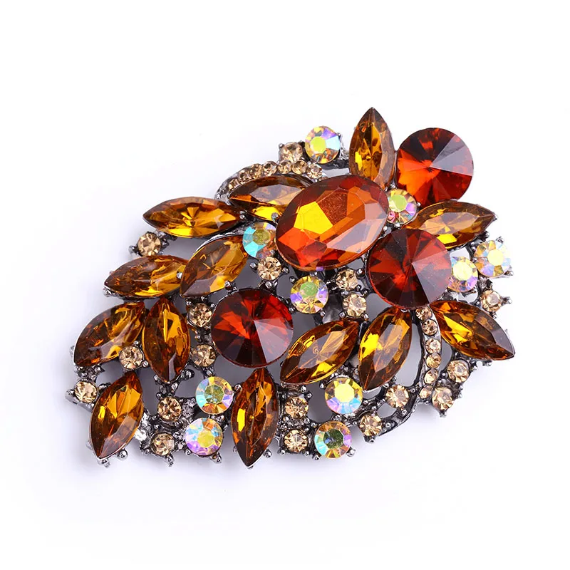 Morkopela Big Crystal Brooches and Leaf Pins For Women Banquet Luxury Brooch Jewelry Scarf Suit Pin Accessories Gift | Украшения и