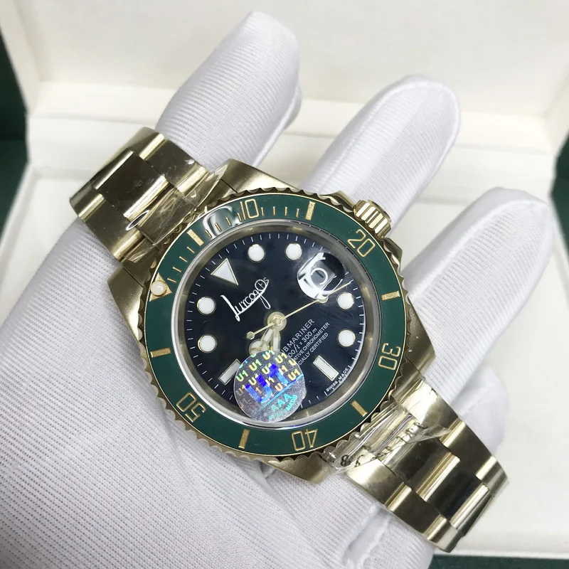 18K Gold Men luxury AAA watch Green ceramic bezel Oyster sapphire glass Automatic sweeping Perpetual Sub Rolexable wristwatch
18K Gold Men luxury AAA watch Green ceramic bezel Oyster sapphire glass Automatic sweeping Perpetual Sub Rolexable wristwatch