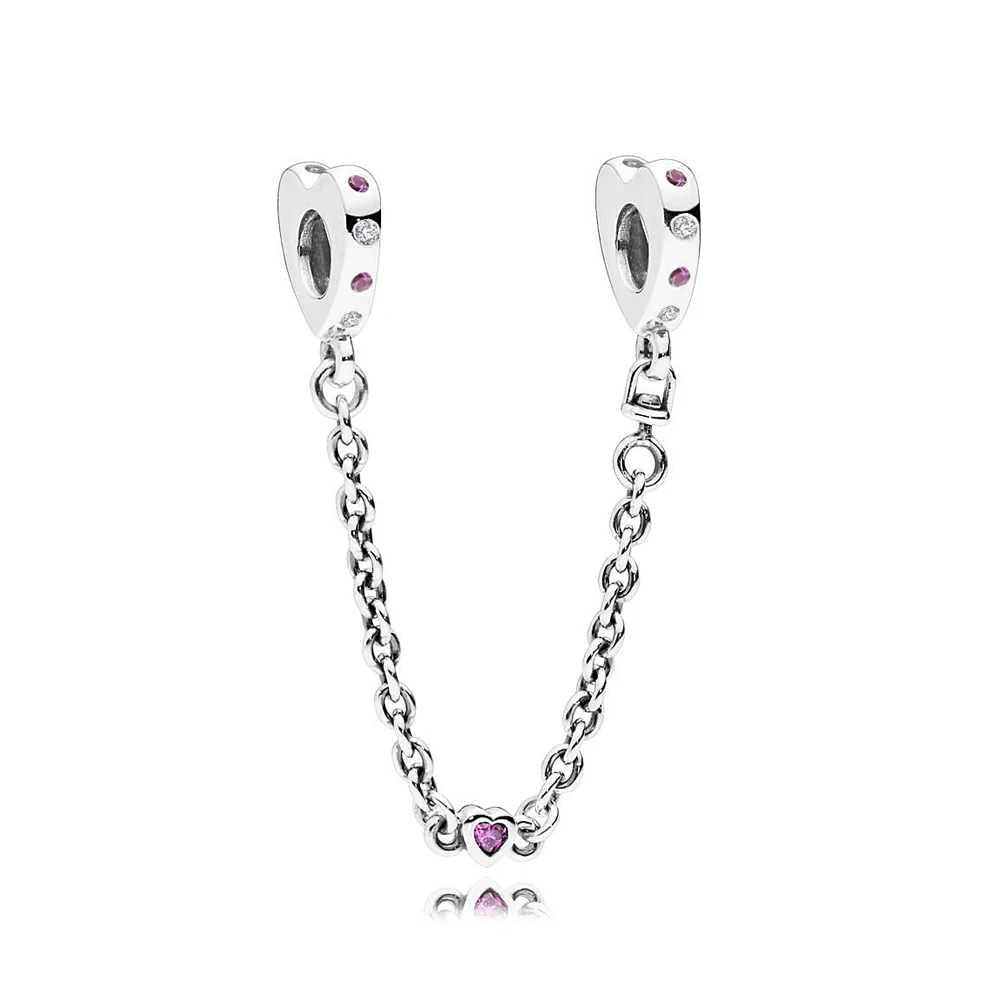 Fits Europe Charms Bracelet 925 Sterling Silver Bright Hearts Safety Chain Charm Pink Crystal Beads for Jewelry Making bijoux
Fits Europe Charms Bracelet 925 Sterling Silver Bright Hearts Safety Chain Charm Pink Crystal Beads for Jewelry Making bijoux