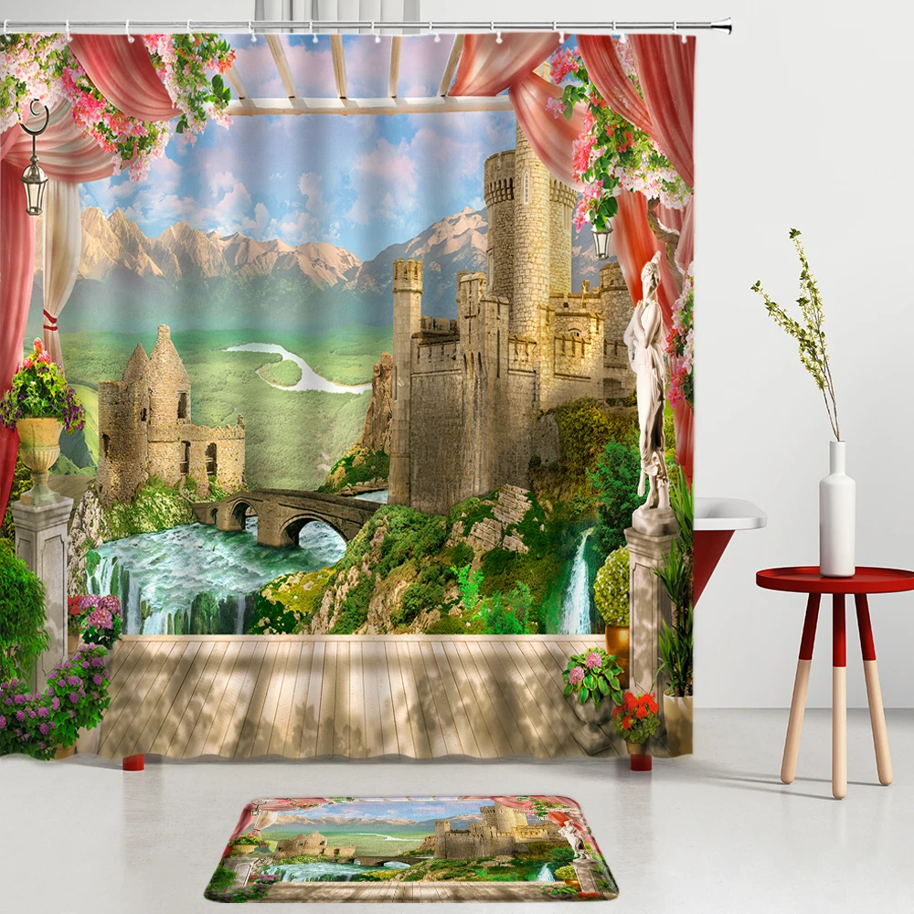 Retro Landscape Shower Curtains Set Green Plants And Flowers Bath Mats Bathroom Room Decoration Entrance Door Mats Carpets
Retro Landscape Shower Curtains Set Green Plants And Flowers Bath Mats Bathroom Room Decoration Entrance Door Mats Carpets