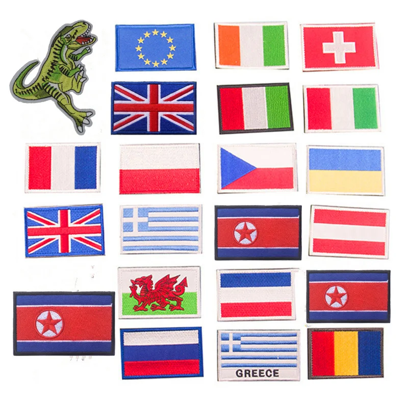 

Embroidery Patches Belarus Estonia Greece Spain Italy Germany United Kingdom France Poland Netherlands Russia Europe Flag Patch