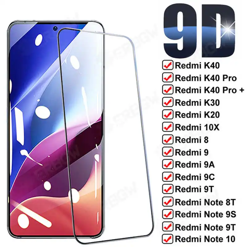 

9D Full Tempered Glass For Xiaomi Redmi K20 K30 K40 Pro plus 8A 9 9A 9C 10X Screen Protector Redmi Note 8 9 10 Pro 8T 9T 9S Film
