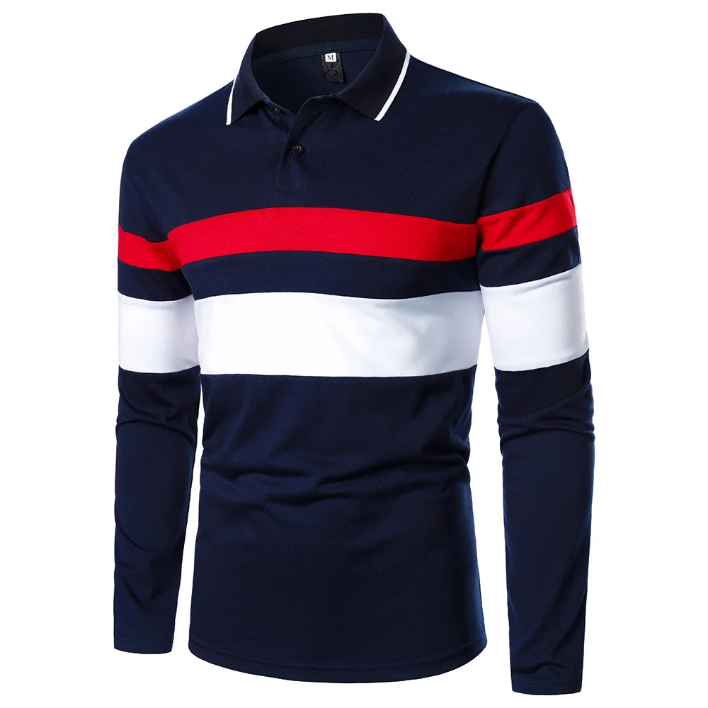 Men Long Sleeve Polo Shirt Two-Color Stripe Splicing Design Tops Streetwear Trend Casual Fashion Business Men Polo Shirt
Men Long Sleeve Polo Shirt Two-Color Stripe Splicing Design Tops Streetwear Trend Casual Fashion Business Men Polo Shirt