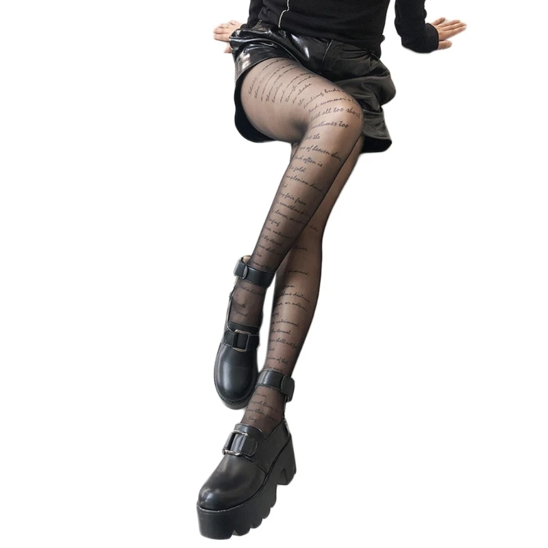 Women Sexy Transparent Pantyhose Handwritten Letters Printed Sheer Nylon Tights Hosiery Patterned Tattos Leggings Stockings
Women Sexy Transparent Pantyhose Handwritten Letters Printed Sheer Nylon Tights Hosiery Patterned Tattos Leggings Stockings