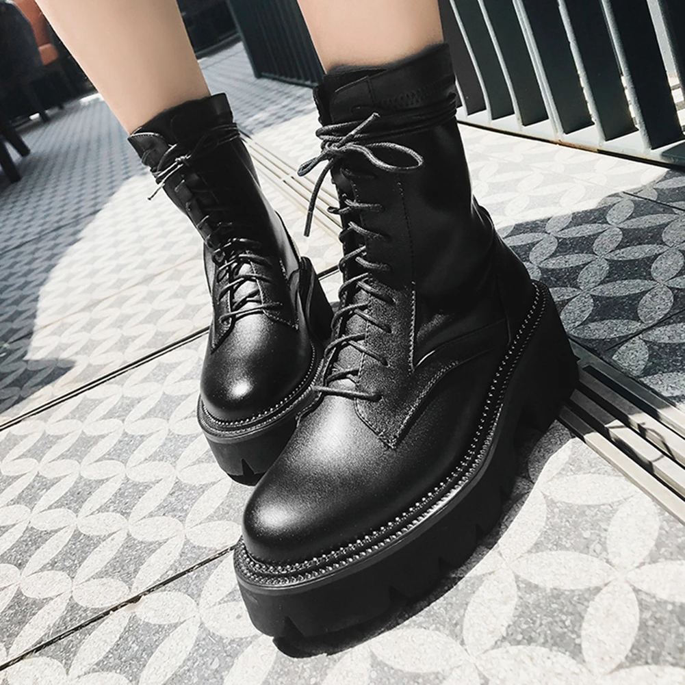 BONJOMARISA Cow Leather Ladies Sewing Lace Up Ankle Boots Platform Chunky Heel Boots Women 2020 Brand Design Winter Shoes Woman
BONJOMARISA Cow Leather Ladies Sewing Lace Up Ankle Boots Platform Chunky Heel Boots Women 2020 Brand Design Winter Shoes Woman