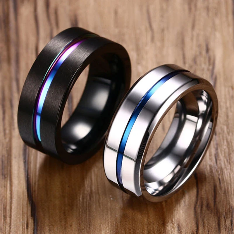 8mm Black Ring for Men Women Groove Rainbow Stainless Steel Wedding Bands Trendy Fraternal Rings Casual Male Jewelry
8mm Black Ring for Men Women Groove Rainbow Stainless Steel Wedding Bands Trendy Fraternal Rings Casual Male Jewelry
