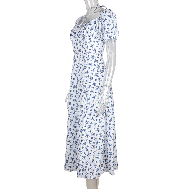 Summer Sexy Floral Print Dress Women Party Long Dresses Puff Short Sleeve Elegant Club Dress Sweet Laides Chic Maxi Dresses 
Summer Sexy Floral Print Dress Women Party Long Dresses Puff Short Sleeve Elegant Club Dress Sweet Laides Chic Maxi Dresses