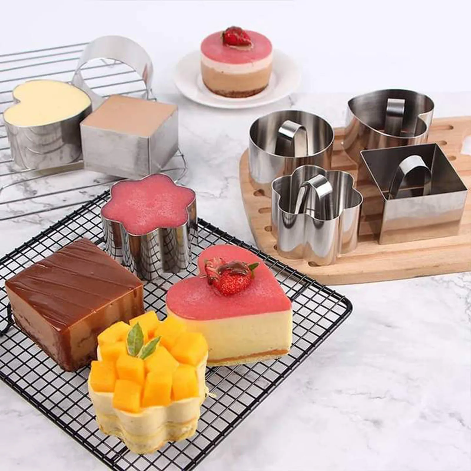 Stainless Steel Cake Mold Baking Tools Mousse Rings Cheese Tools Salad Cake Dessert Mould Biscuit Cutting Moulds with Push Plate
Stainless Steel Cake Mold Baking Tools Mousse Rings Cheese Tools Salad Cake Dessert Mould Biscuit Cutting Moulds with Push Plate