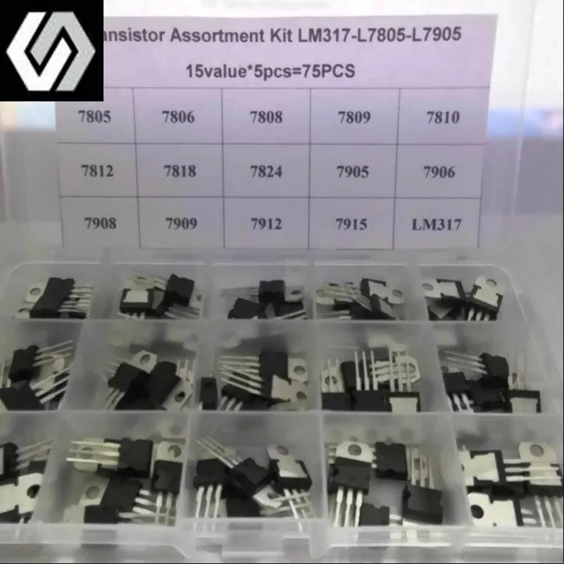 LM317T L7805 L7806 L7808 L7809 L7810 L7812 L7815 L7909 L7915 Transistor Assortment Kit 15value*5pcs 75PCS Voltage Regulator Box
LM317T L7805 L7806 L7808 L7809 L7810 L7812 L7815 L7909 L7915 Transistor Assortment Kit 15value*5pcs 75PCS Voltage Regulator Box