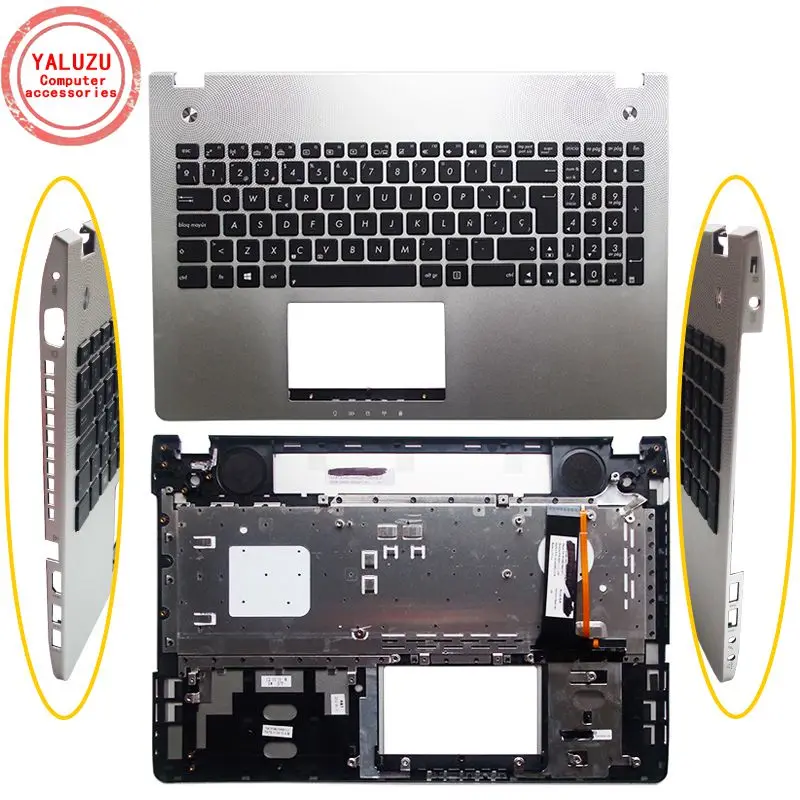 Испанский SP новая клавиатура ноутбука рамка для ASUS N56 N56V N56VM N56VZ N56SL Silver Упор рук