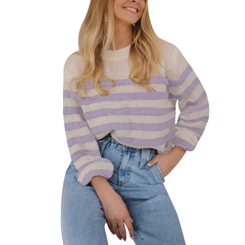 2021 Autumn Winter Women Strip Sweater Thick Line Pattern Pullover Sweater Tops Casual Knitted Oversized Long Sleeve Sweater
2021 Autumn Winter Women Strip Sweater Thick Line Pattern Pullover Sweater Tops Casual Knitted Oversized Long Sleeve Sweater