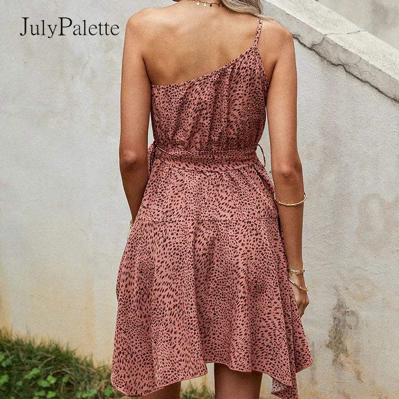 Julypalette Sexy Leopard Oblique shoulder woman dress fashion SpaghettiStrap Asymmetry Lace-up dresses summer Ruffle mini dress
Julypalette Sexy Leopard Oblique shoulder woman dress fashion SpaghettiStrap Asymmetry Lace-up dresses summer Ruffle mini dress