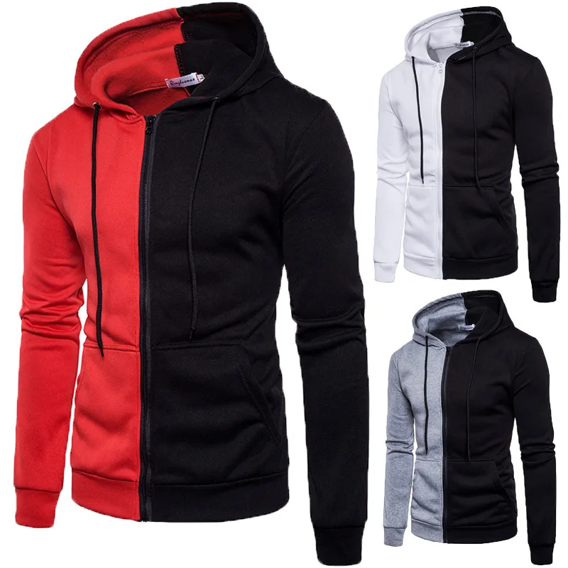 Spring and autumn clothing casual men's hooded sweatershirt men's color matching two-color zipper tether jacket coat large size
Spring and autumn clothing casual men's hooded sweatershirt men's color matching two-color zipper tether jacket coat large size