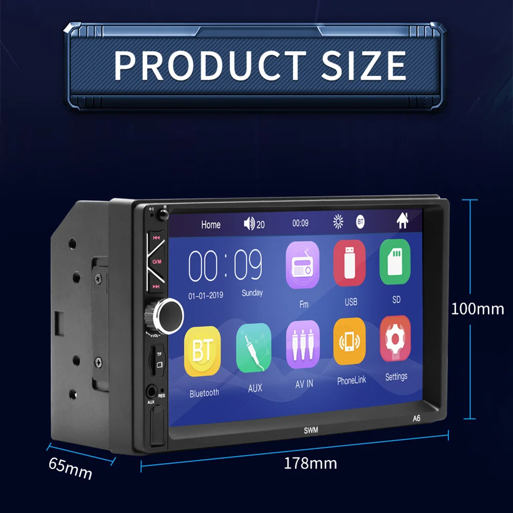 VODOOL Touch Screen HD Multimedia Players Double 2 DIN Car Radio 7 inch Display Bluetooth-compatible AUX Auto Stereo Head Unit
VODOOL Touch Screen HD Multimedia Players Double 2 DIN Car Radio 7 inch Display Bluetooth-compatible AUX Auto Stereo Head Unit