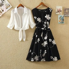 korean style two piece dress set Womens Fashion 2023 ladies Summer sale new in matching set elegant Dresses print casual outfits