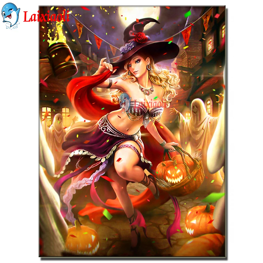 5D DIY Diamond Painting Kit Witch and ghost pattern Embroidery Full Round Drill Halloween pumpkin lantern Mosaic Home Decoration 
5D DIY Diamond Painting Kit Witch and ghost pattern Embroidery Full Round Drill Halloween pumpkin lantern Mosaic Home Decoration