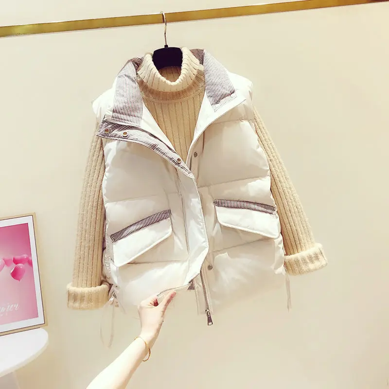 2021 Spring Autumn Woman Short Solid Cotton Padded Vest Female Basic Waistcoat Fashion Jackets Ladies Casual Slim Parkas H1035
2021 Spring Autumn Woman Short Solid Cotton Padded Vest Female Basic Waistcoat Fashion Jackets Ladies Casual Slim Parkas H1035