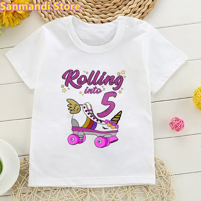 Children'S Clothing Rolling Into 7th Birthday Unicorn Roller Skate Party Graphic Print Tshirt Girls Birthday Gift Tops For Girl
Children'S Clothing Rolling Into 7th Birthday Unicorn Roller Skate Party Graphic Print Tshirt Girls Birthday Gift Tops For Girl