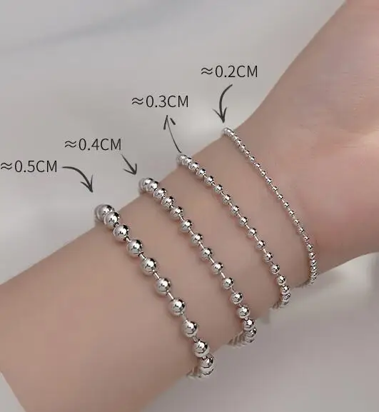2MM 3MM 4MM 5MM Authentic Real. 925 Sterling Silver Fine Jewelry Polished Lucky Beads chain Bracelet women's C-S4346
2MM 3MM 4MM 5MM Authentic Real. 925 Sterling Silver Fine Jewelry Polished Lucky Beads chain Bracelet women's C-S4346