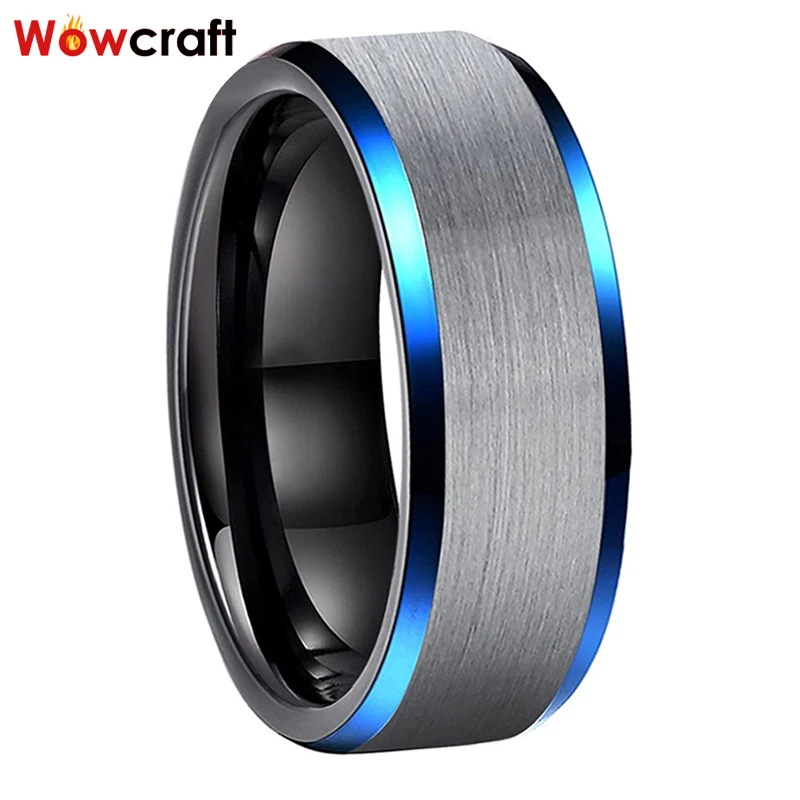 8mm Blue and Black Tungsten Carbide Rings for Men Top Brushed Finish Polished Comfort Fit
8mm Blue and Black Tungsten Carbide Rings for Men Top Brushed Finish Polished Comfort Fit