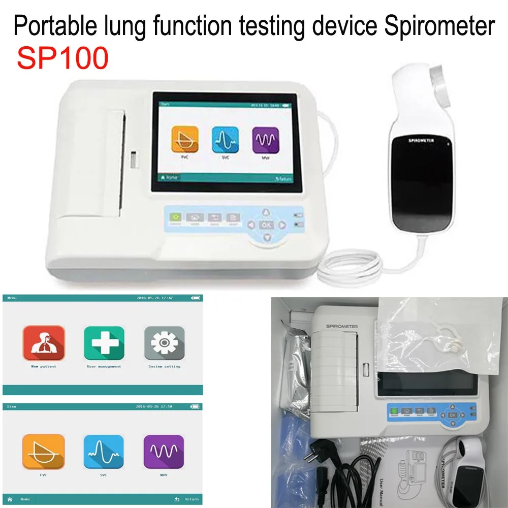 Spirometer SP100 Digital TFT Touch Screen LCD FVC VC SVC MVV Lung Function Pulmonary Device Breathing Diagnostic Devic
Spirometer SP100 Digital TFT Touch Screen LCD FVC VC SVC MVV Lung Function Pulmonary Device Breathing Diagnostic Devic