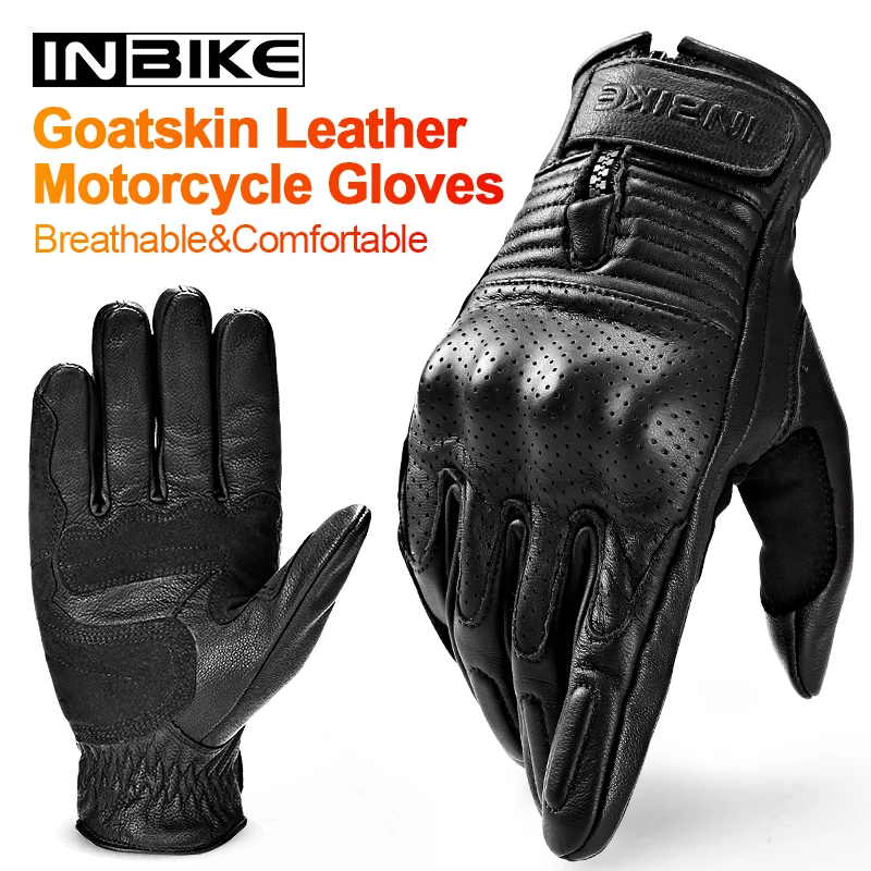 Фото Перчатки мотоциклетные INBIKE мужские кожаные дышащие - купить