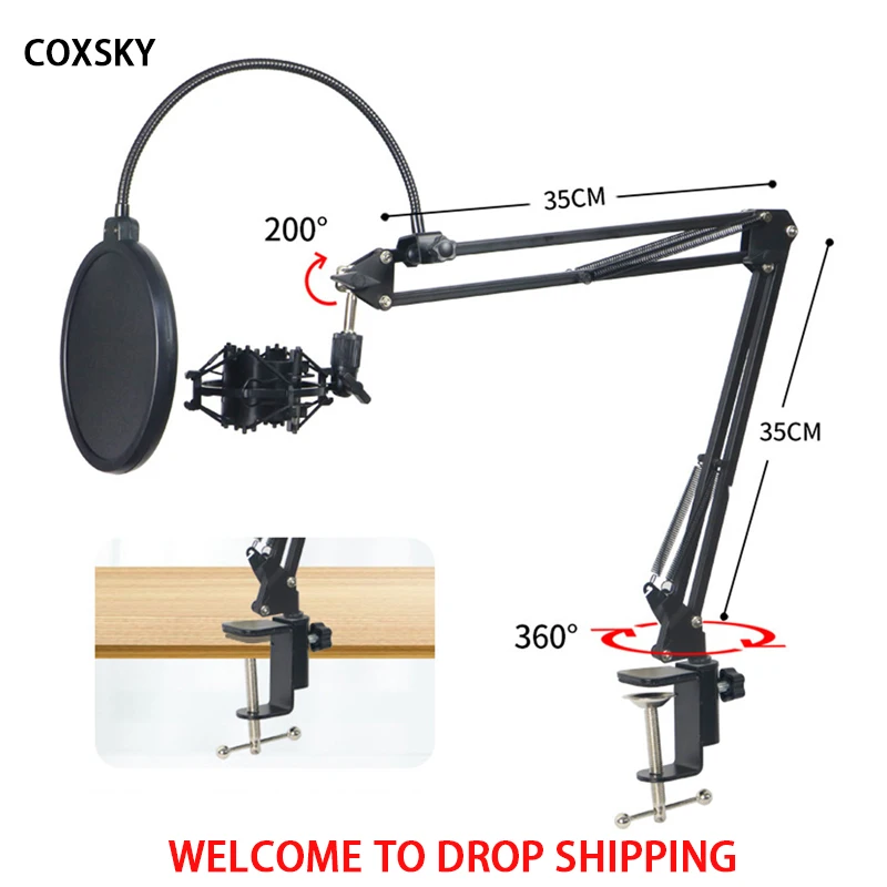 Top-Inmax Adjustable Upgraded Mic Arm Microphone Stand with Screw Adapter Clip with Shock Mount Windscreen Pop Filter Mic Clip
Top-Inmax Adjustable Upgraded Mic Arm Microphone Stand with Screw Adapter Clip with Shock Mount Windscreen Pop Filter Mic Clip