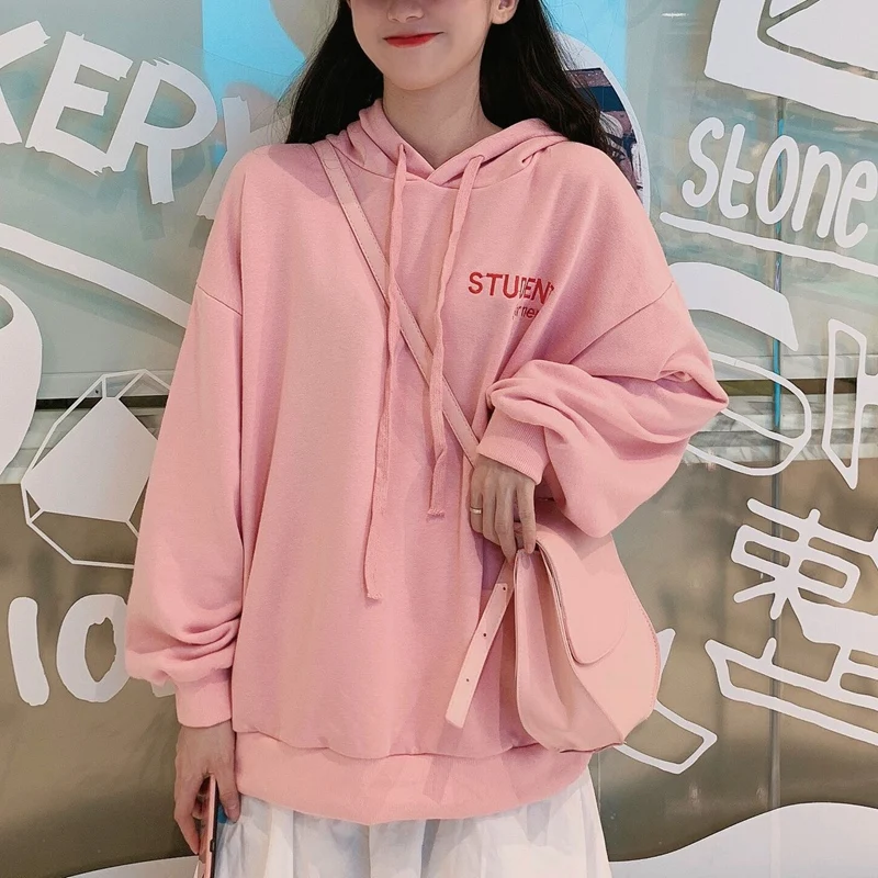 Korean Style Sweater Women Plus Velvet Lazy Wind Loose Hooded Pullover Pink XXL Size
Korean Style Sweater Women Plus Velvet Lazy Wind Loose Hooded Pullover Pink XXL Size