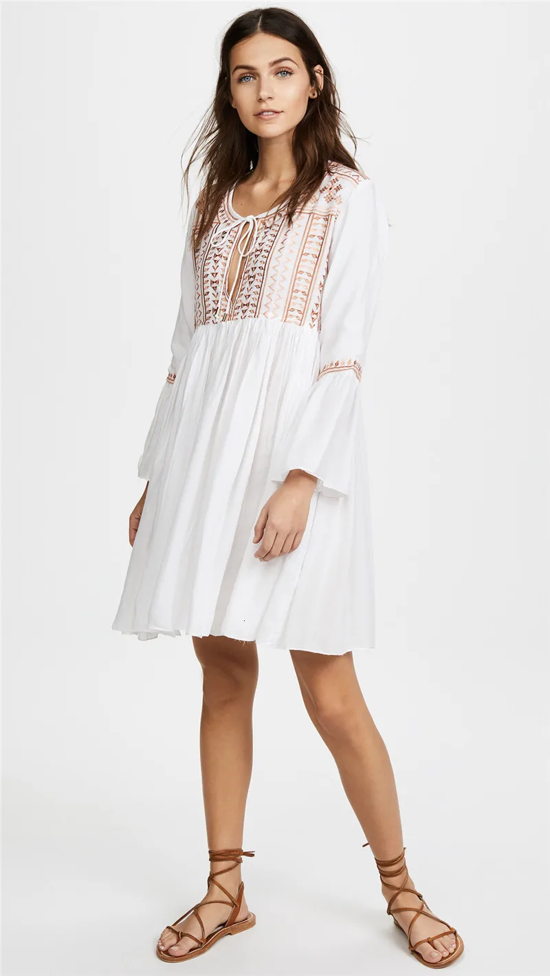 High Waist Flare Sleeve Beach Dresses Women Summer Seaside Holiday White Lace Patchwork Bikini Cover UP Swimsuit A-Line Sundress
High Waist Flare Sleeve Beach Dresses Women Summer Seaside Holiday White Lace Patchwork Bikini Cover UP Swimsuit A-Line Sundress