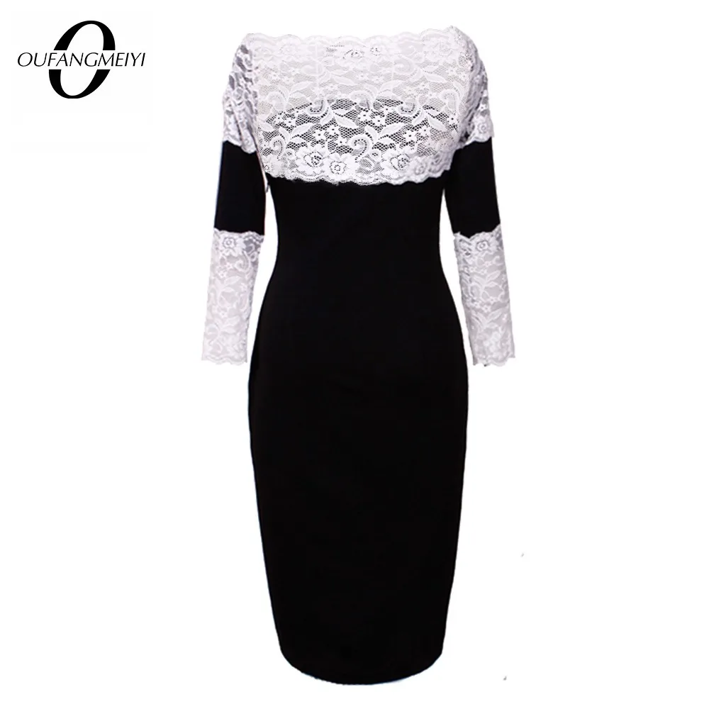 Women Elegant Charming 3/4 Sleeve Off the Shoulder Floral Lace Patchwork Slim Pencil Dress EG756
Women Elegant Charming 3/4 Sleeve Off the Shoulder Floral Lace Patchwork Slim Pencil Dress EG756