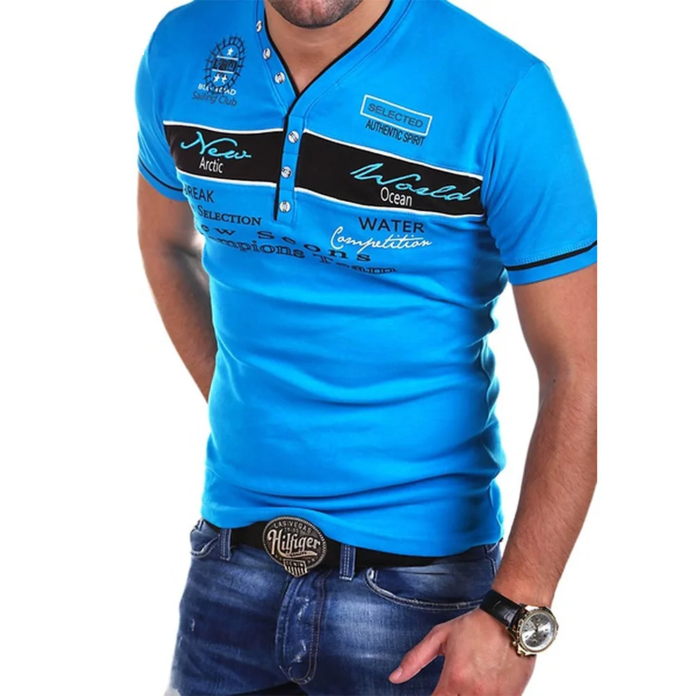 Summer Wear Short Sleeve Polo Shirts Mens Slim Fit Tees Casual Male V-neck Letter Printed Comfortable Polo Shirt for Man
Summer Wear Short Sleeve Polo Shirts Mens Slim Fit Tees Casual Male V-neck Letter Printed Comfortable Polo Shirt for Man