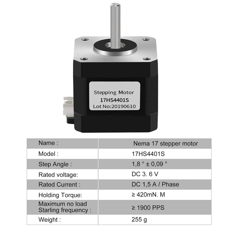 5Pcs 17Hs4401S Motor Speed Stable 4-Lead Nema17 Stepper Motor 42 Motor Low Noise 42Bygh 1.7A for 3D Printer Accessories
5Pcs 17Hs4401S Motor Speed Stable 4-Lead Nema17 Stepper Motor 42 Motor Low Noise 42Bygh 1.7A for 3D Printer Accessories