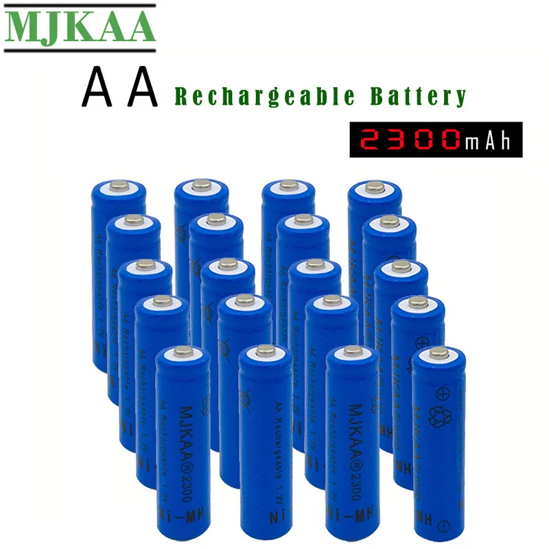 

MJKAA 20 шт. AA 2300 мАч 1,2 в Ni-MH аккумуляторная батарея ni-mh аккумуляторы для игрушек с дистанционным управлением светодиодный фонарь с предварител...
