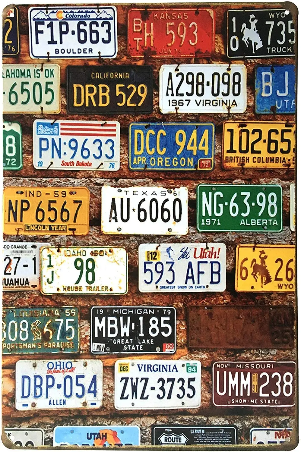 SUMIK Many Car Auto License Plate Splice Collect Retro Vintage Metal Tin Sign Art Plaque Wall Poster, 8" X 12"
SUMIK Many Car Auto License Plate Splice Collect Retro Vintage Metal Tin Sign Art Plaque Wall Poster, 8" X 12"