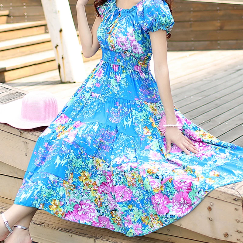 Summer Beach Dress Women Floral Print Boho Long Dress Casual O-Neck Slim Chiffon Dress Robe Femme
Summer Beach Dress Women Floral Print Boho Long Dress Casual O-Neck Slim Chiffon Dress Robe Femme