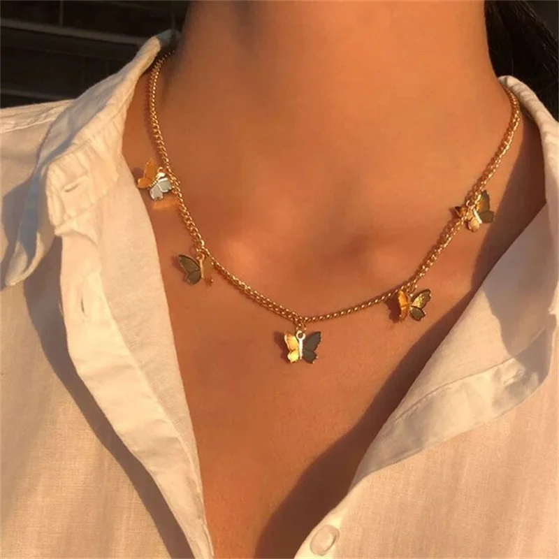 Fashion Gold Silver Color Chain Pendant Butterfly Necklace for Women Layered Charm Choker Necklaces Boho Beach Jewelry Gift
Fashion Gold Silver Color Chain Pendant Butterfly Necklace for Women Layered Charm Choker Necklaces Boho Beach Jewelry Gift