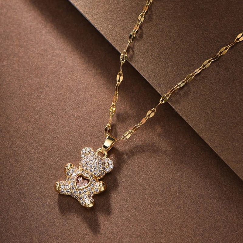 Bear Necklaces for women Pendant Neck Chain Gold silver Stainless Steel Jewelry Fashion Female Birthday Present Gift for Girl
Bear Necklaces for women Pendant Neck Chain Gold silver Stainless Steel Jewelry Fashion Female Birthday Present Gift for Girl