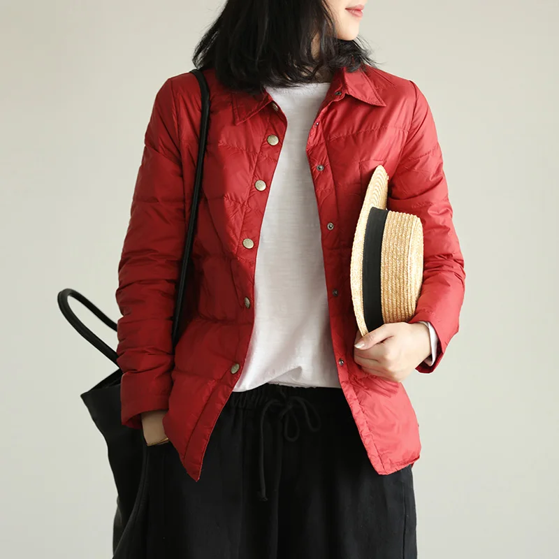 2020 Autumn Winter Coat Women Turn Down Collar Ultra Light 90% White Duck Down Jacket Single Breasted Windproof Slim Short Parka
2020 Autumn Winter Coat Women Turn Down Collar Ultra Light 90% White Duck Down Jacket Single Breasted Windproof Slim Short Parka