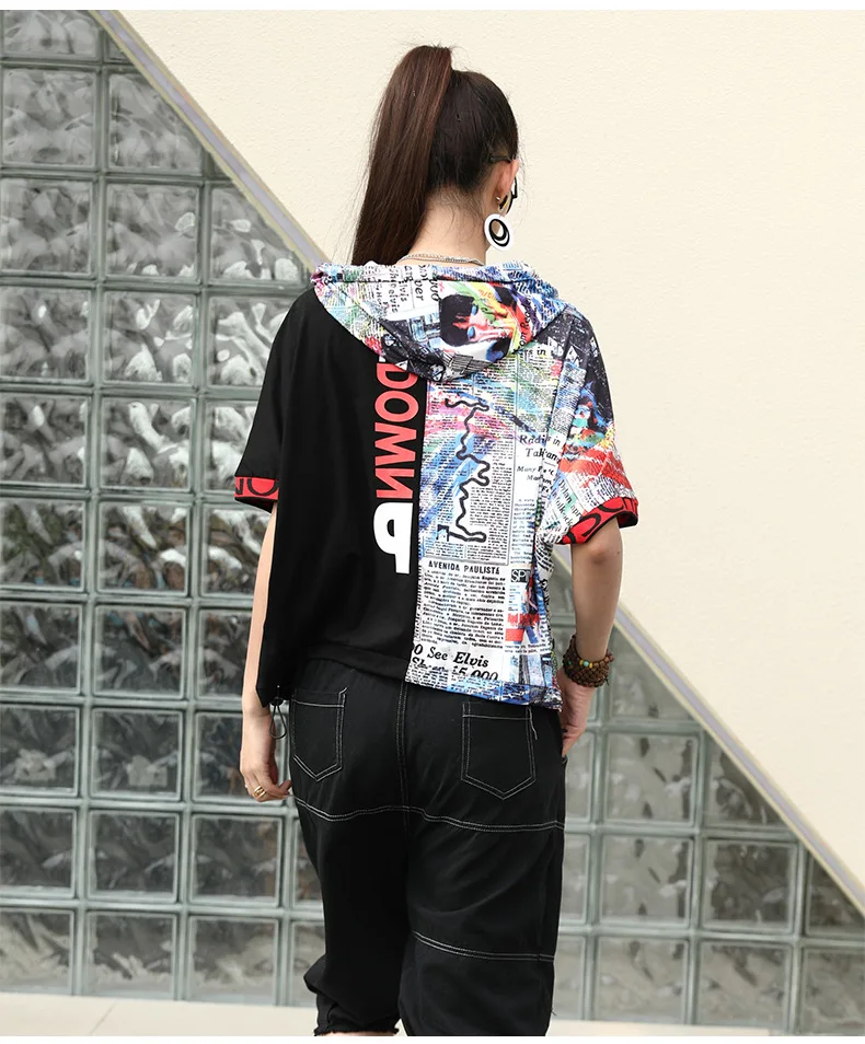 Vefadisa Fashion Summer Patchwork Letter T-shirt Women 2021 Hooded Batwing Sleeve Top Plus Size Women T-shirt Casual QYF5545
Vefadisa Fashion Summer Patchwork Letter T-shirt Women 2021 Hooded Batwing Sleeve Top Plus Size Women T-shirt Casual QYF5545