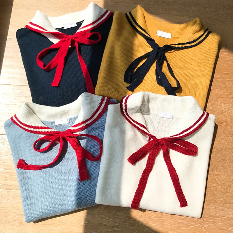 Cute Sweaters Women Fall Harajuku Kawaii Sailor Collar Jumper Indie Lace-Up Long Sleeve Sweater Woman Winter New Pullover White
Cute Sweaters Women Fall Harajuku Kawaii Sailor Collar Jumper Indie Lace-Up Long Sleeve Sweater Woman Winter New Pullover White