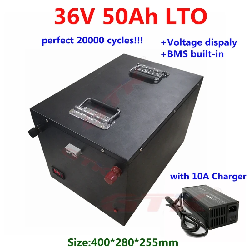 36V 50Ah LTO 20000 cycles 36V 50Ah Lithium titanate battery pack bms built-in for ebike scooter solar system boat+10A Charger
36V 50Ah LTO 20000 cycles 36V 50Ah Lithium titanate battery pack bms built-in for ebike scooter solar system boat+10A Charger