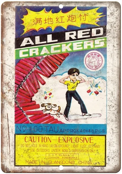 All Red Crackers Fireworks Tin Sign art wall decoration,vintage aluminum retro metal sign,iron painting vintage decoration sign
All Red Crackers Fireworks Tin Sign art wall decoration,vintage aluminum retro metal sign,iron painting vintage decoration sign