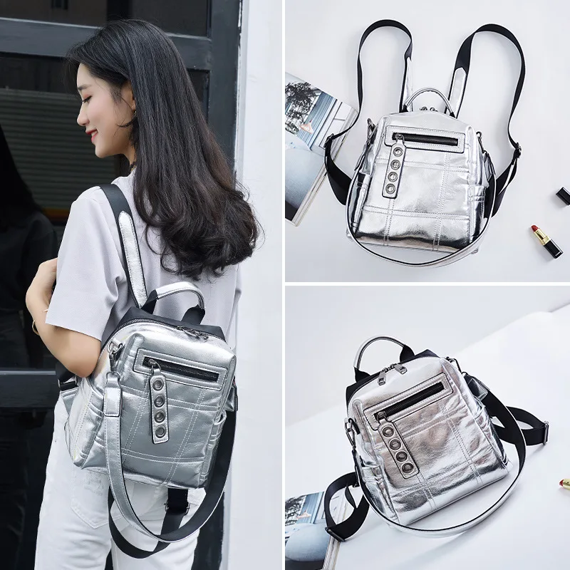 2021 new niche design women's bag women's silver reflective personality dual-use multifunctional backpack shoulder bag
2021 new niche design women's bag women's silver reflective personality dual-use multifunctional backpack shoulder bag