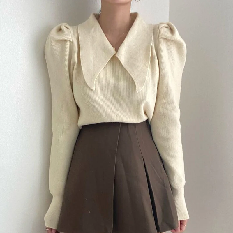Family's Gentle in Autumn and Winter Big Lapel Pullover Loose and Color Bubble Sleeve
Family's Gentle in Autumn and Winter Big Lapel Pullover Loose and Color Bubble Sleeve