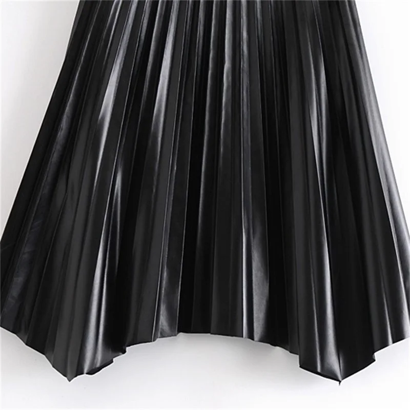 ZXQJ Women 2021 Fashion Faux Leather Pleated Asymmetric Midi Skirt Vintage High Waist Side Zipper Female Skirts Mujer
ZXQJ Women 2021 Fashion Faux Leather Pleated Asymmetric Midi Skirt Vintage High Waist Side Zipper Female Skirts Mujer