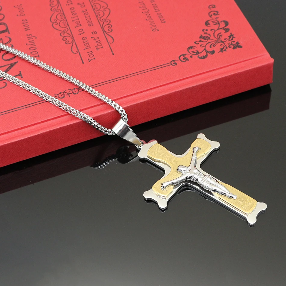 Womens Jesus Christ Crucifix Cross Pendent Necklace Stainless Steel 60CM Chain And Bigger Cross Pendent Necklace Men Jewelry
Womens Jesus Christ Crucifix Cross Pendent Necklace Stainless Steel 60CM Chain And Bigger Cross Pendent Necklace Men Jewelry