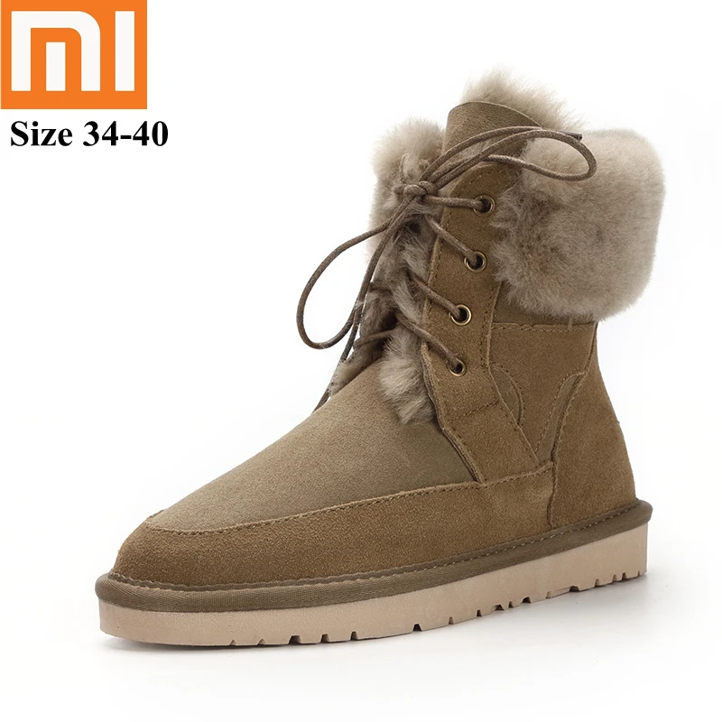 Xiaomi Snow Boots Handmade Genuine Leather Sheepskin Fashion Women Winter Ankle Boots 100% Natural Fur Warm Women Boots 795
Xiaomi Snow Boots Handmade Genuine Leather Sheepskin Fashion Women Winter Ankle Boots 100% Natural Fur Warm Women Boots 795
