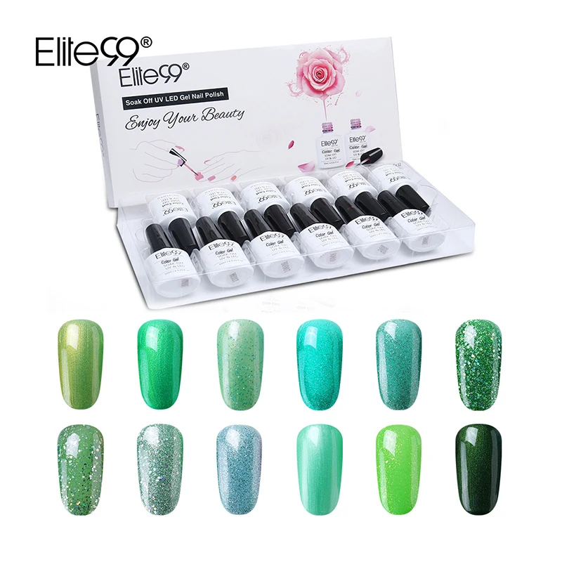 Набор гелей для ногтей Elite99 Green UV светодиодный набор с эмалью основа геля верхнее
