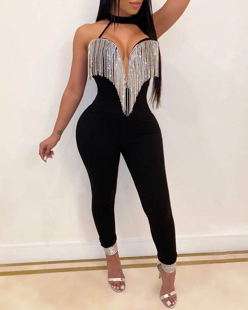 2020 Women Elegant Sexy Leisure Jumpsuit Female Stylish Club Party Romper Choker Sleeveless Tassel Design Jumpsuit
2020 Women Elegant Sexy Leisure Jumpsuit Female Stylish Club Party Romper Choker Sleeveless Tassel Design Jumpsuit